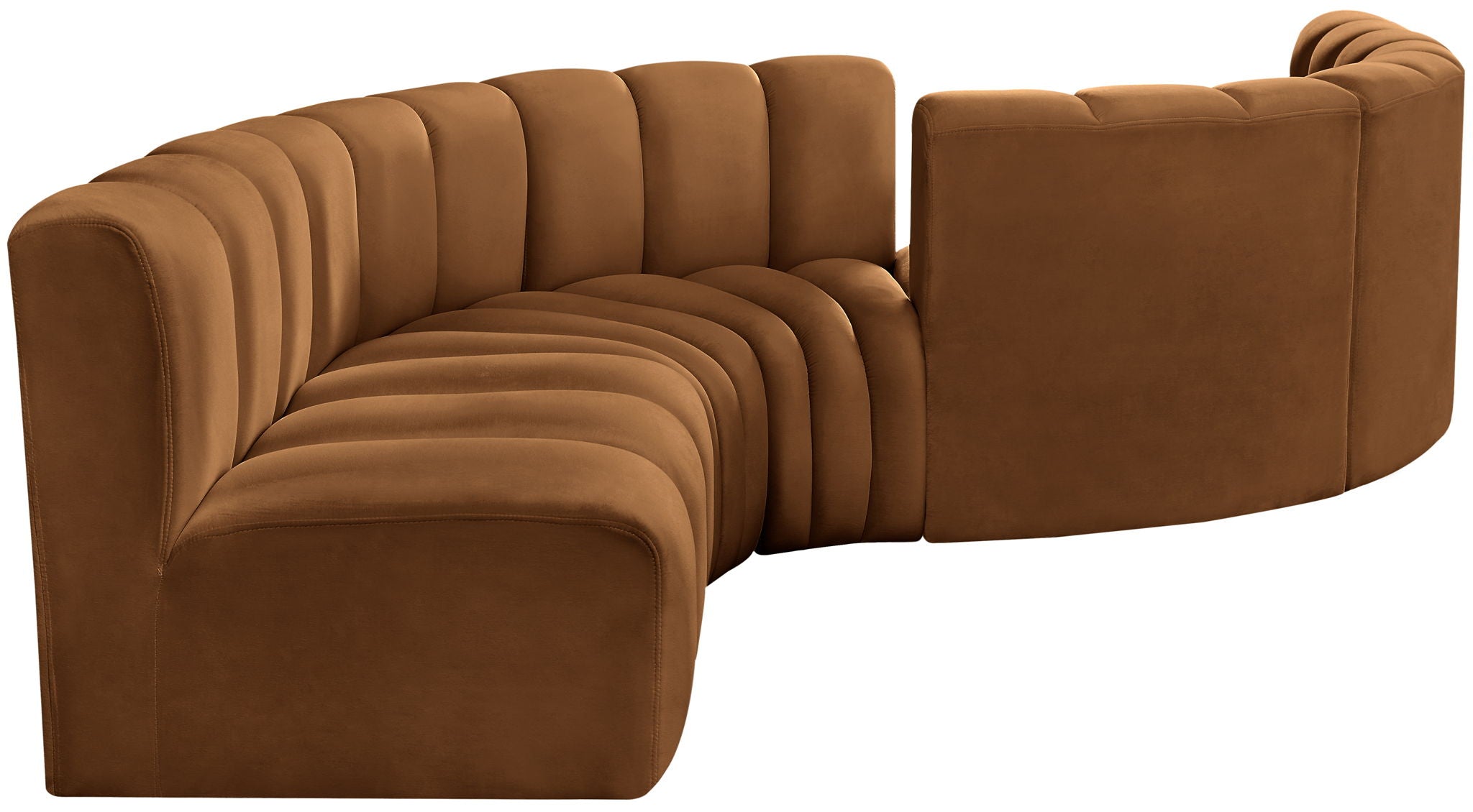 Arc - Velvet 6 Piece Modular Sofa - Saddle
