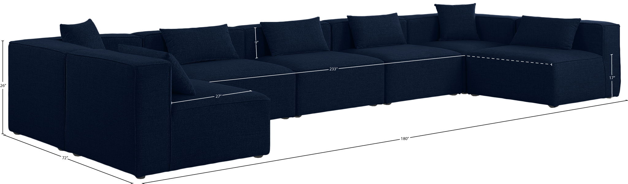 Cube - Linen 7 Piece Modular U-Shaped Sectional