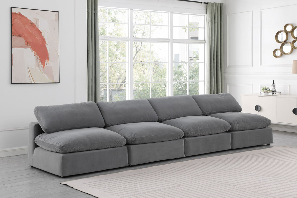 Comfy - Velvet Modular Armless Sofa 4 Seats