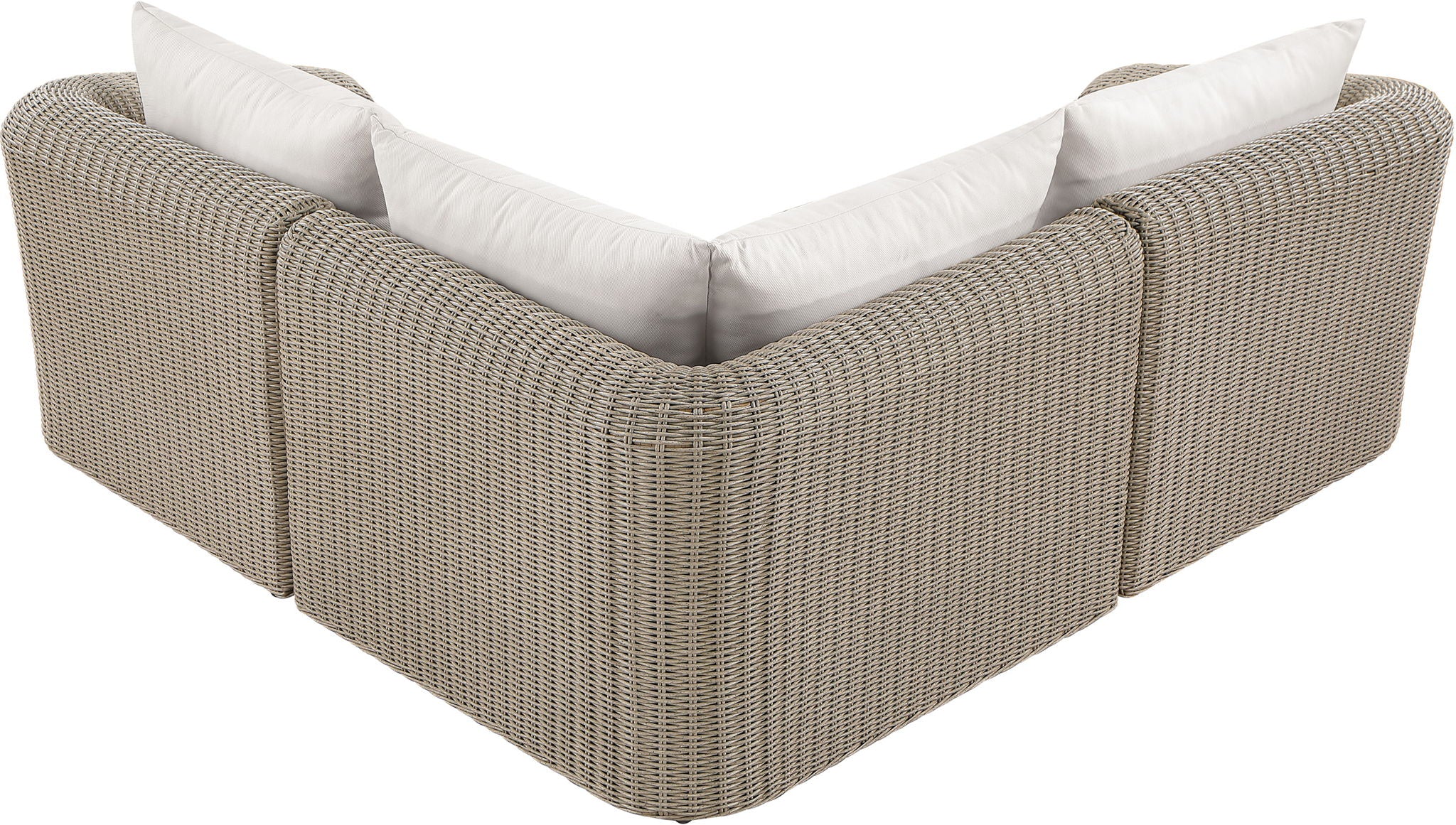 Seacrest - Olefin Water Resistant Fabric And Wicker 3 Piece Outdoor Patio Modular Sectional
