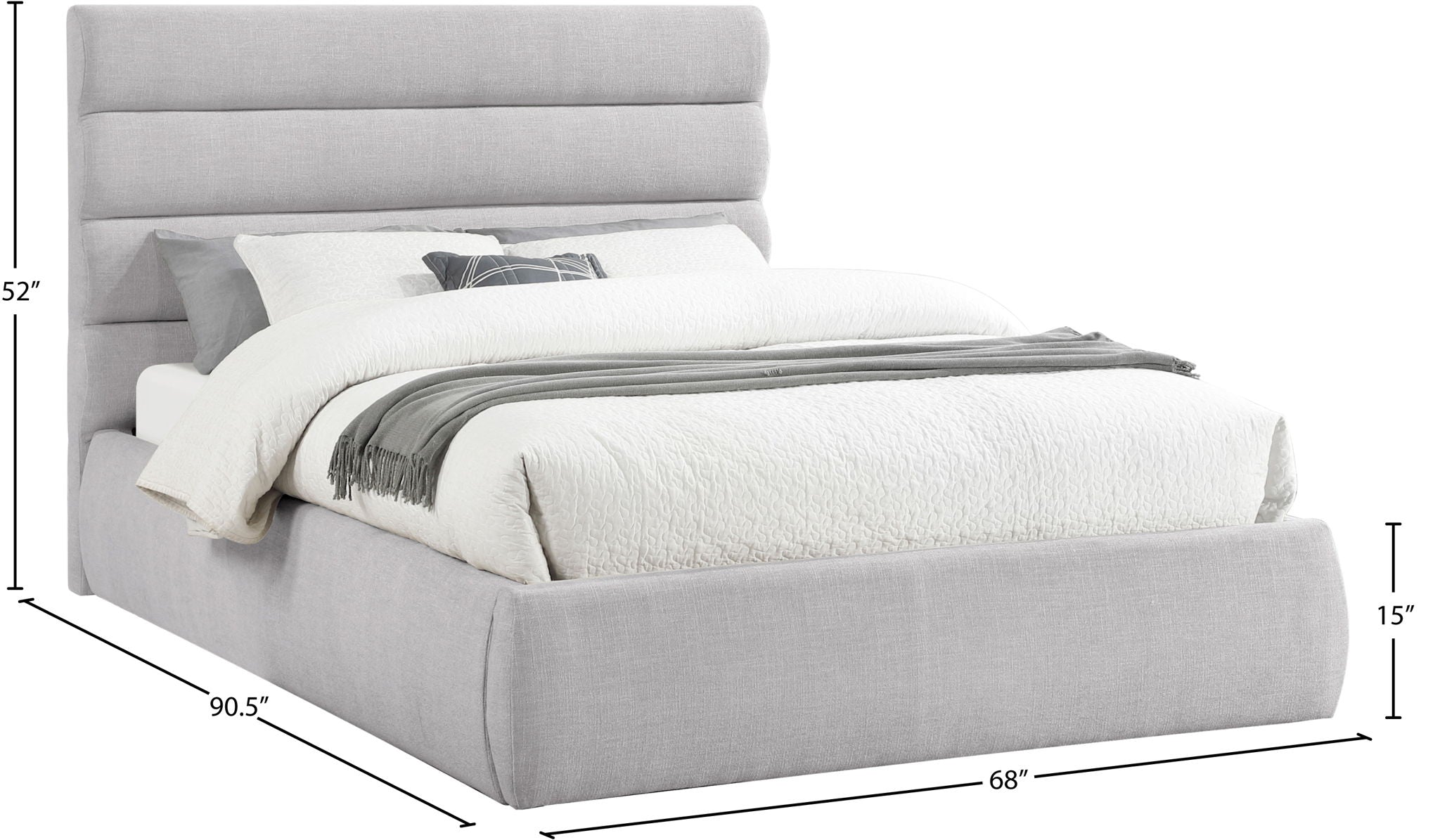 Adam - Linen Fabric Bed With 52" Headboard