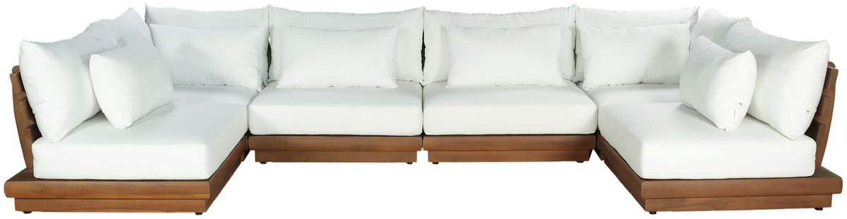 Mirella - 6 Piece Water Resistant Fabric Upholstered Outdoor Patio Modular Sectional