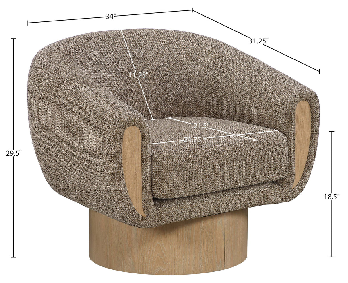 Avella - Interwoven Fabric Swivel Accent Chair - Light Brown Base
