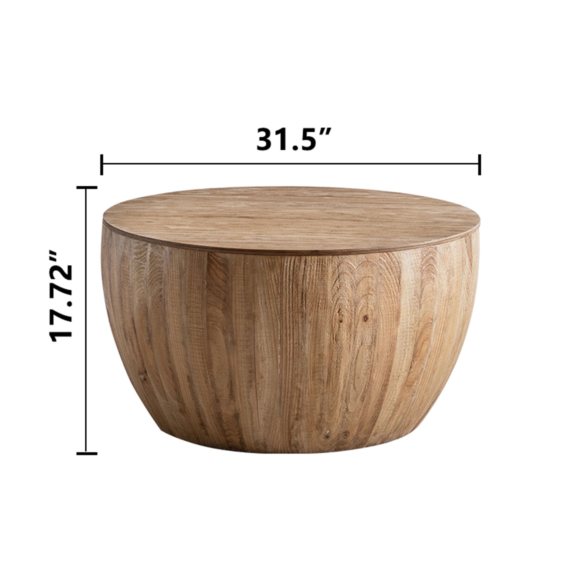 Barrel Coffee Table With Storage For Living Room - Natural