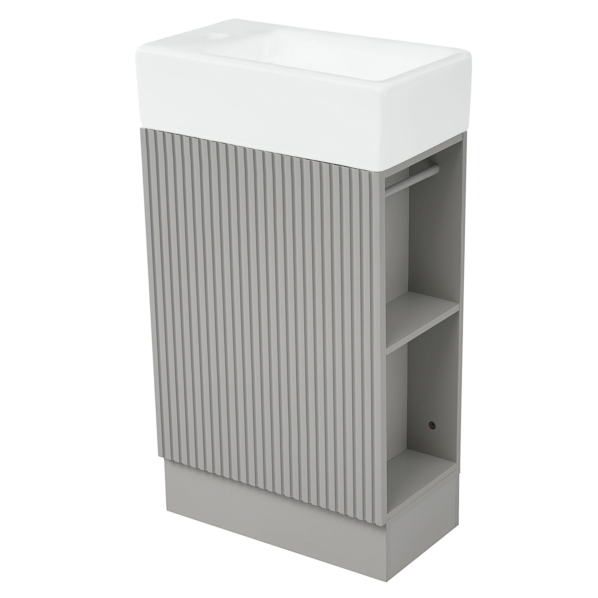 Modern Bathroom Vanity With Sink And 2 Tier Shelf
