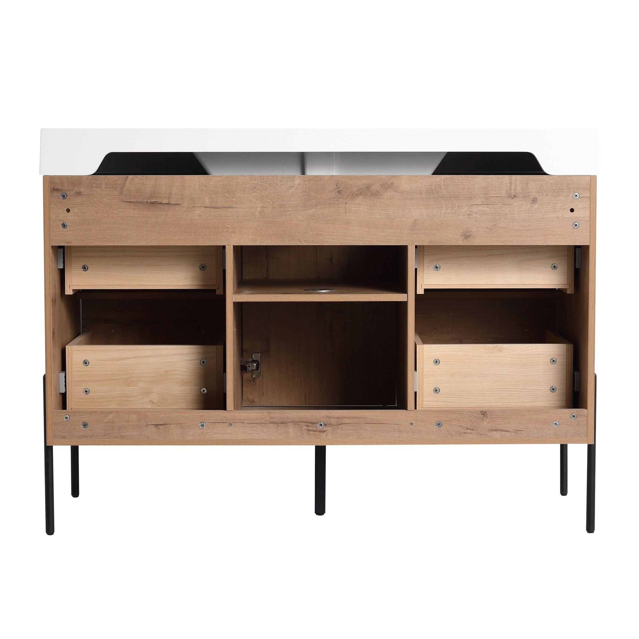 48" Freestanding Bathroom Vanity With Sink, Soft Close Cabinet Doors, 4 Drawers - Imitative Oak