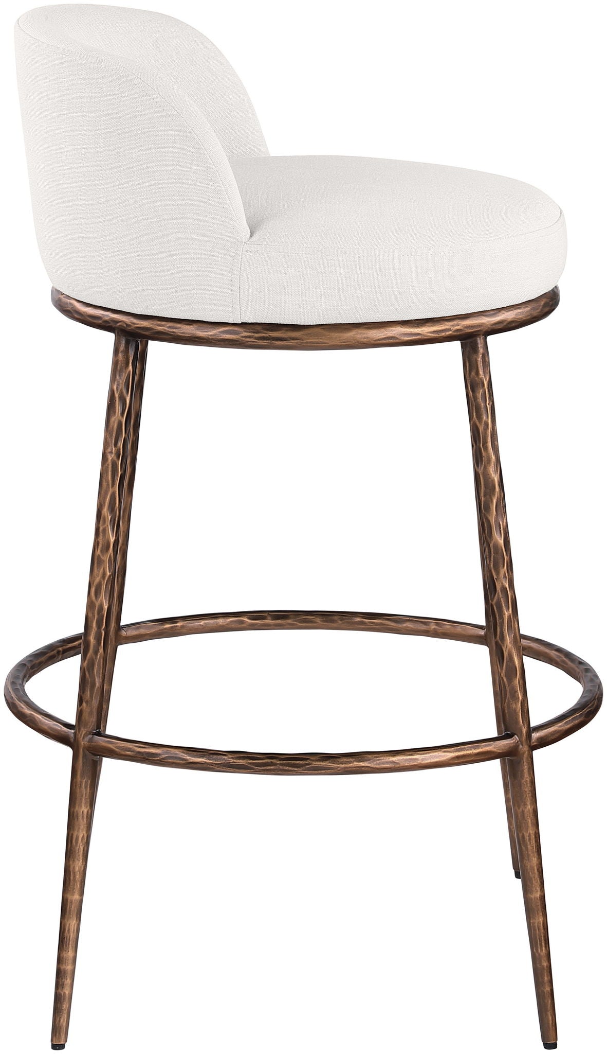 Ferro - Performance Fabric Upholstered Bar Stool - Cream / Antique Bronze