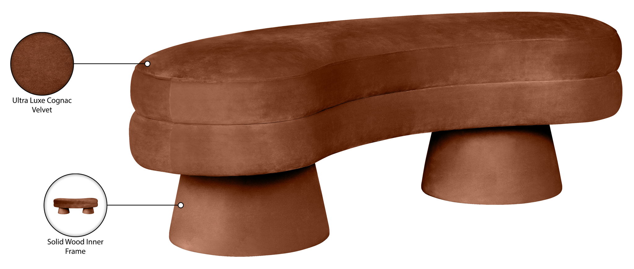 Zenna - Velvet Bench - Cognac