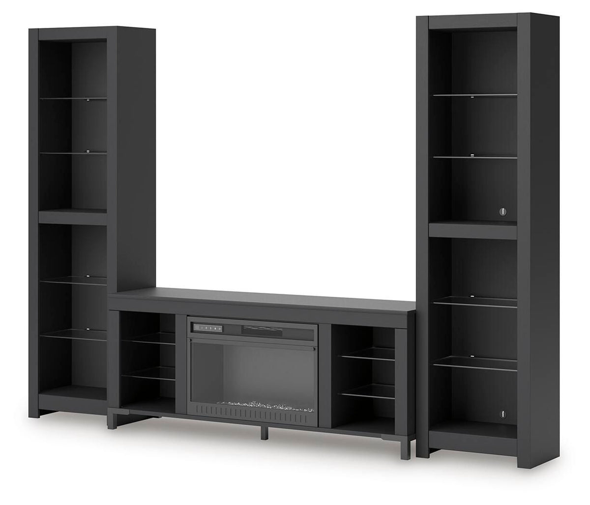 Cayberry - 3-Piece Entertainment Center With Electric Fireplace - Black