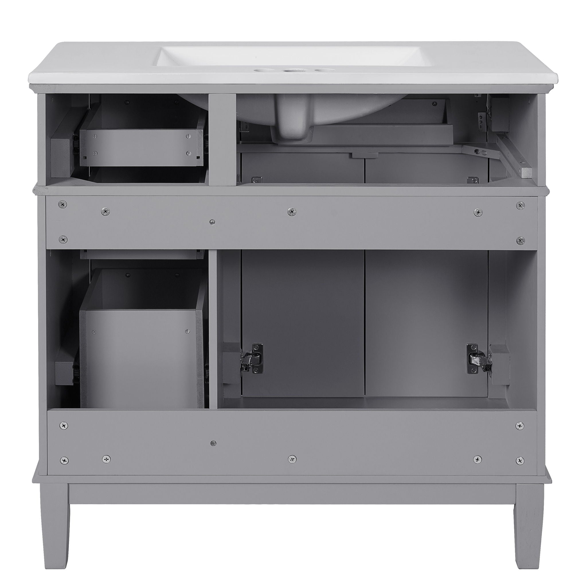 Modern Bathroom Vanity With Ceramic Sink, Soft Close Storage Cabinet