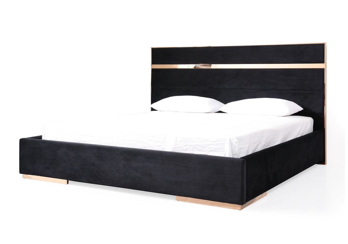 Cartier Modern Black Velvet & Rosegold Bed