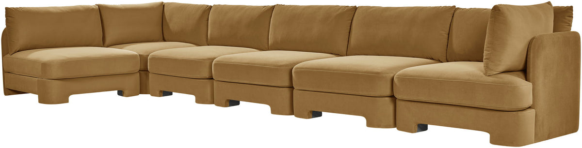 Hammond - Velvet Performance Fabric Upholstered 6 Piece L-Shaped Armless Sectional