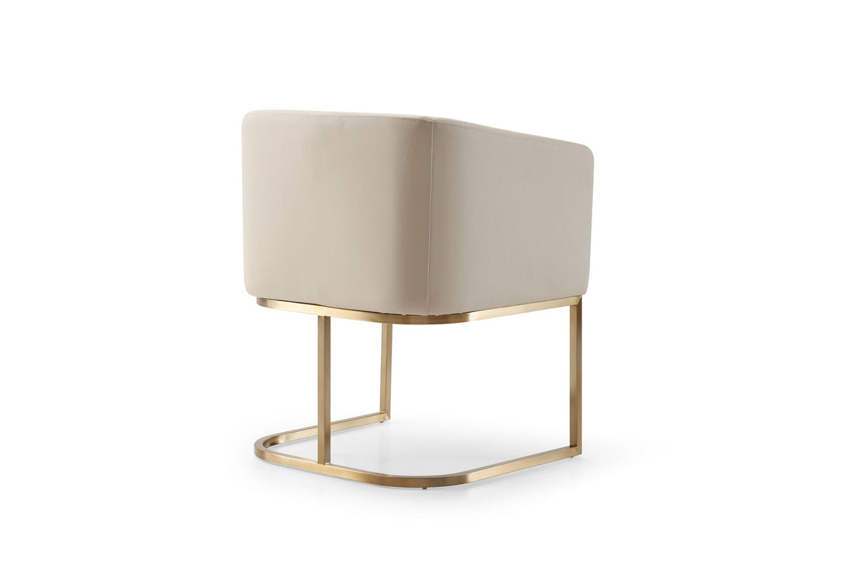 Yukon - Modern Beige Bonded and Antique Brass Dining Chair