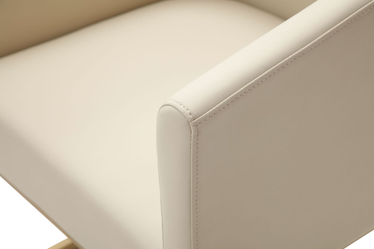 Yukon - Modern Beige Bonded and Antique Brass Dining Chair