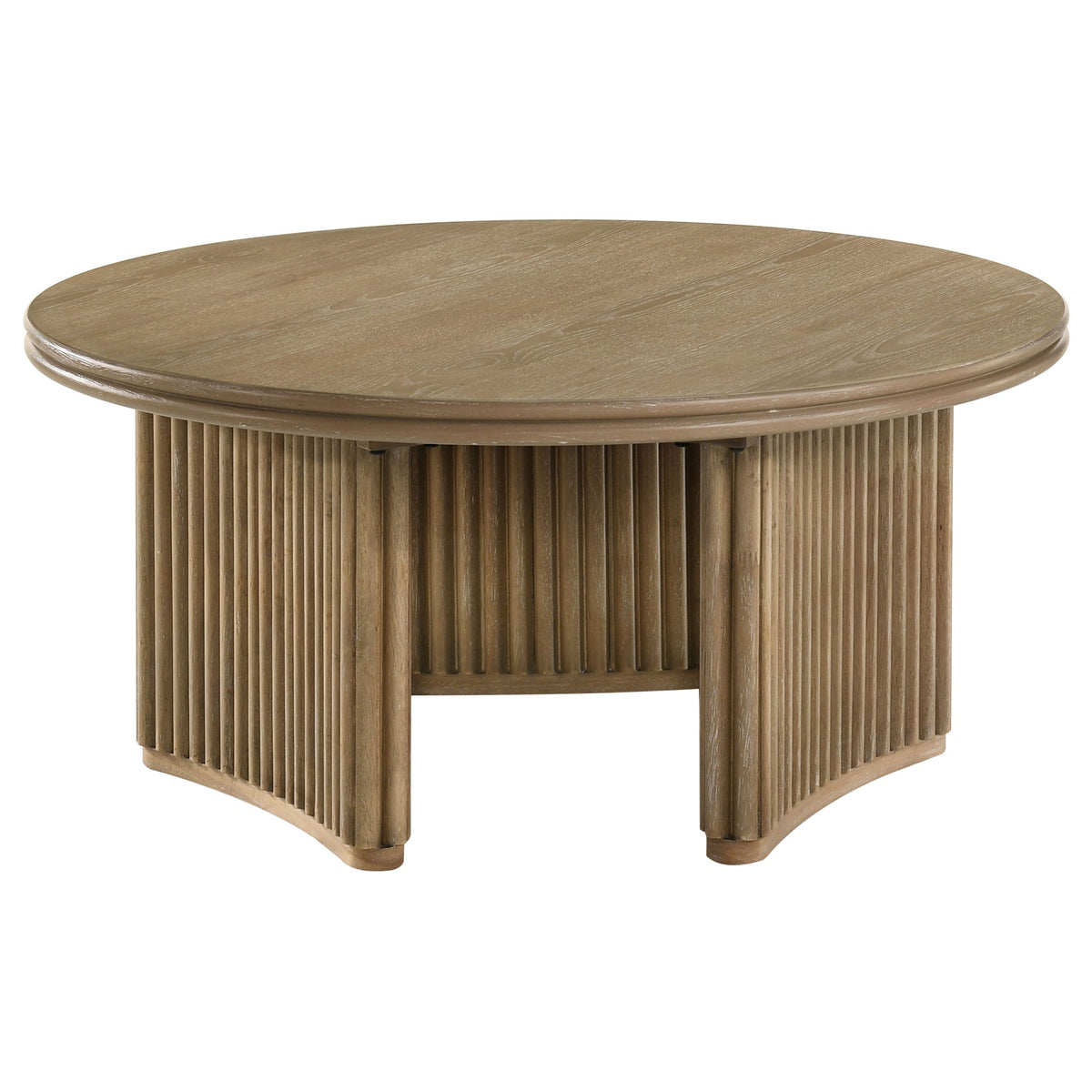 Adina 3-piece Round Coffee Table Set Distressed Light Brown