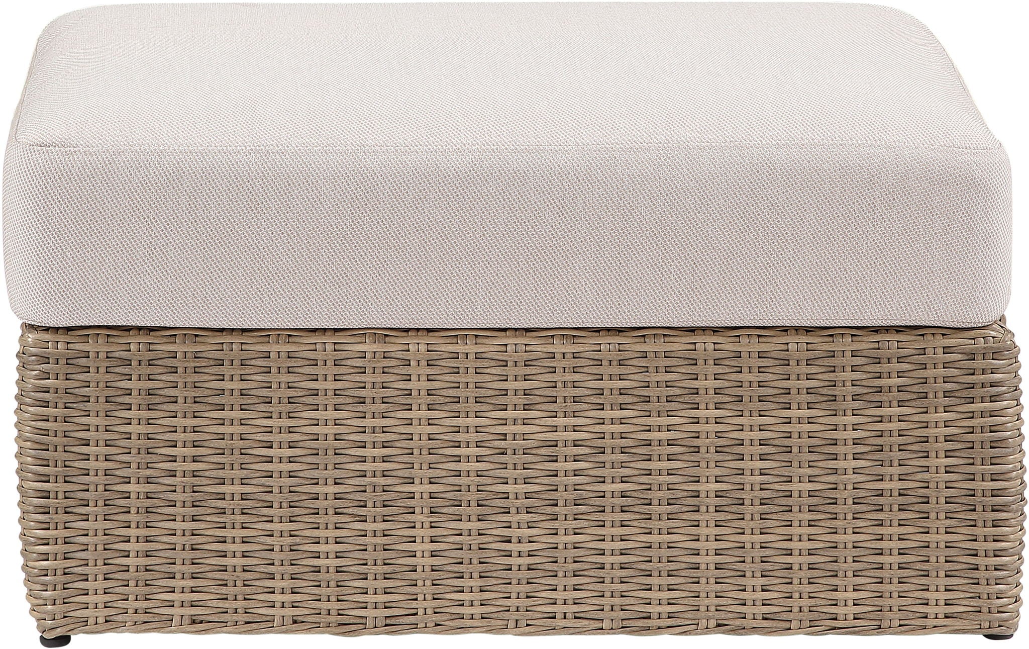 Seacrest - Olefin Water Resistant Fabric And Wicker Outdoor Patio Ottoman/Coffee Table