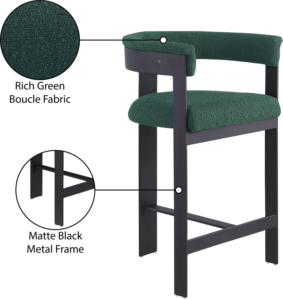 Romeo - Boucle Counter Stool With Black Base (Set of 2)