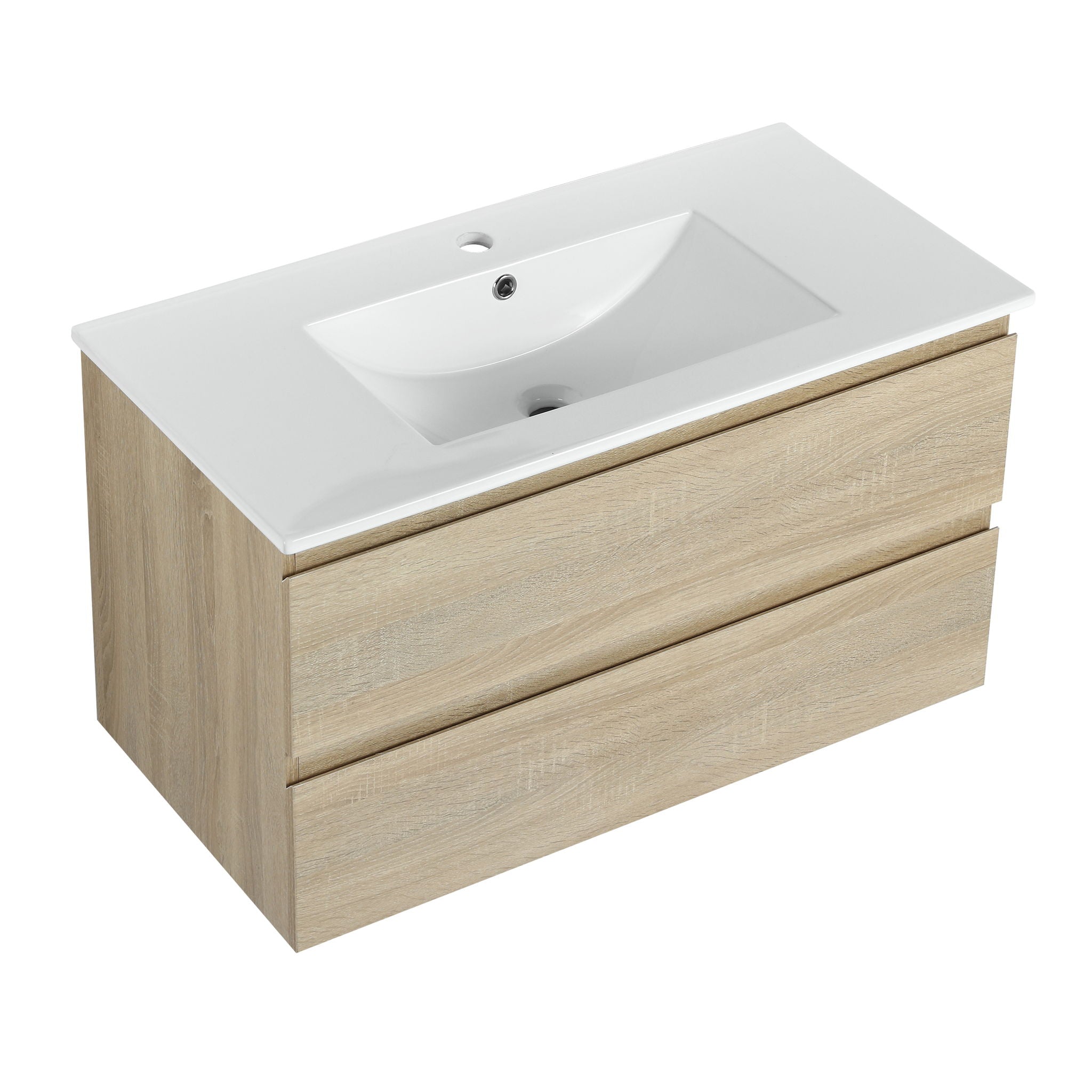 Wall Mounted Bathroom Vanity & Sink, 2 Soft Close Drawers