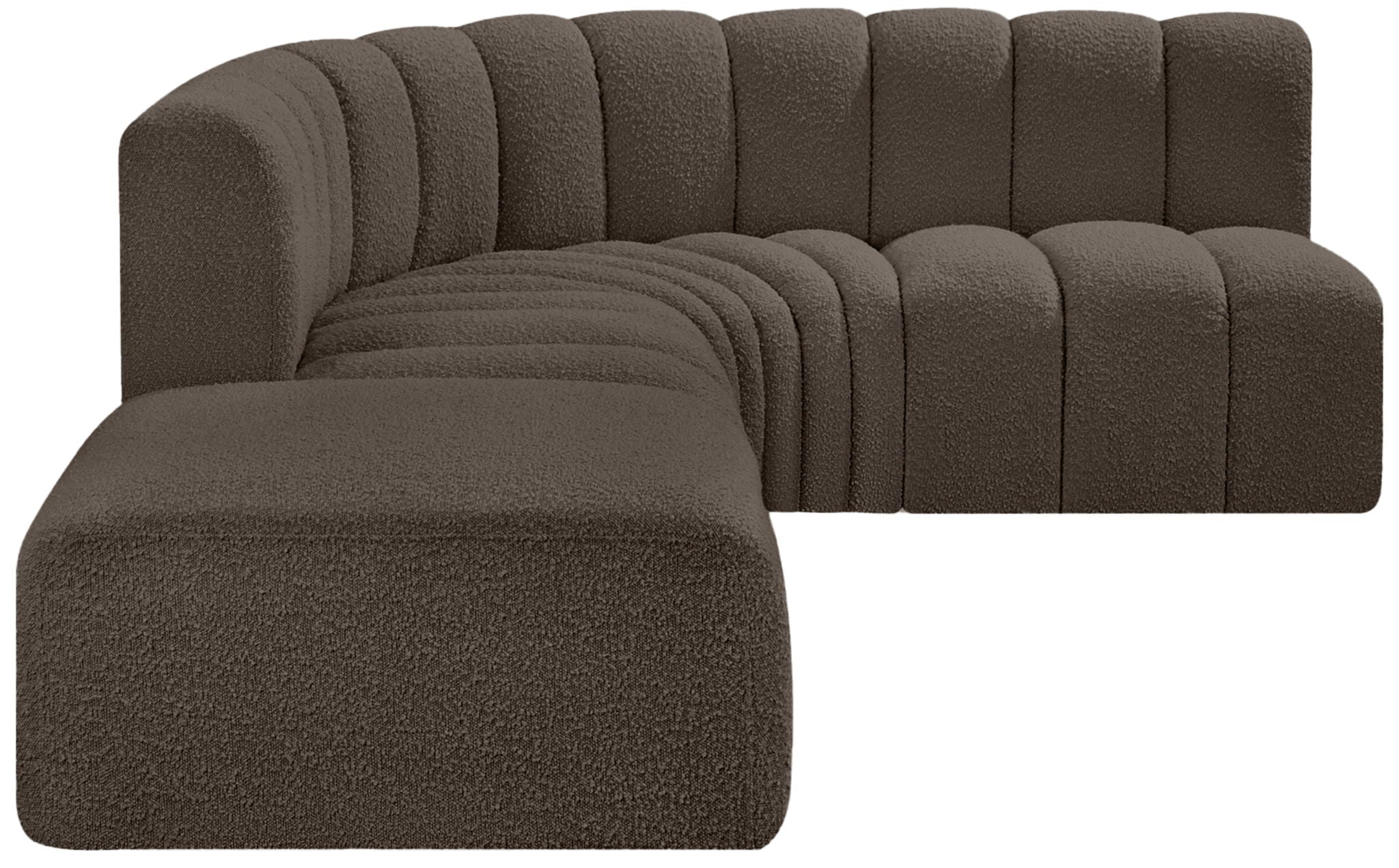 Arc - Boucle Fabric 5 Piece Corner Modular Sofa