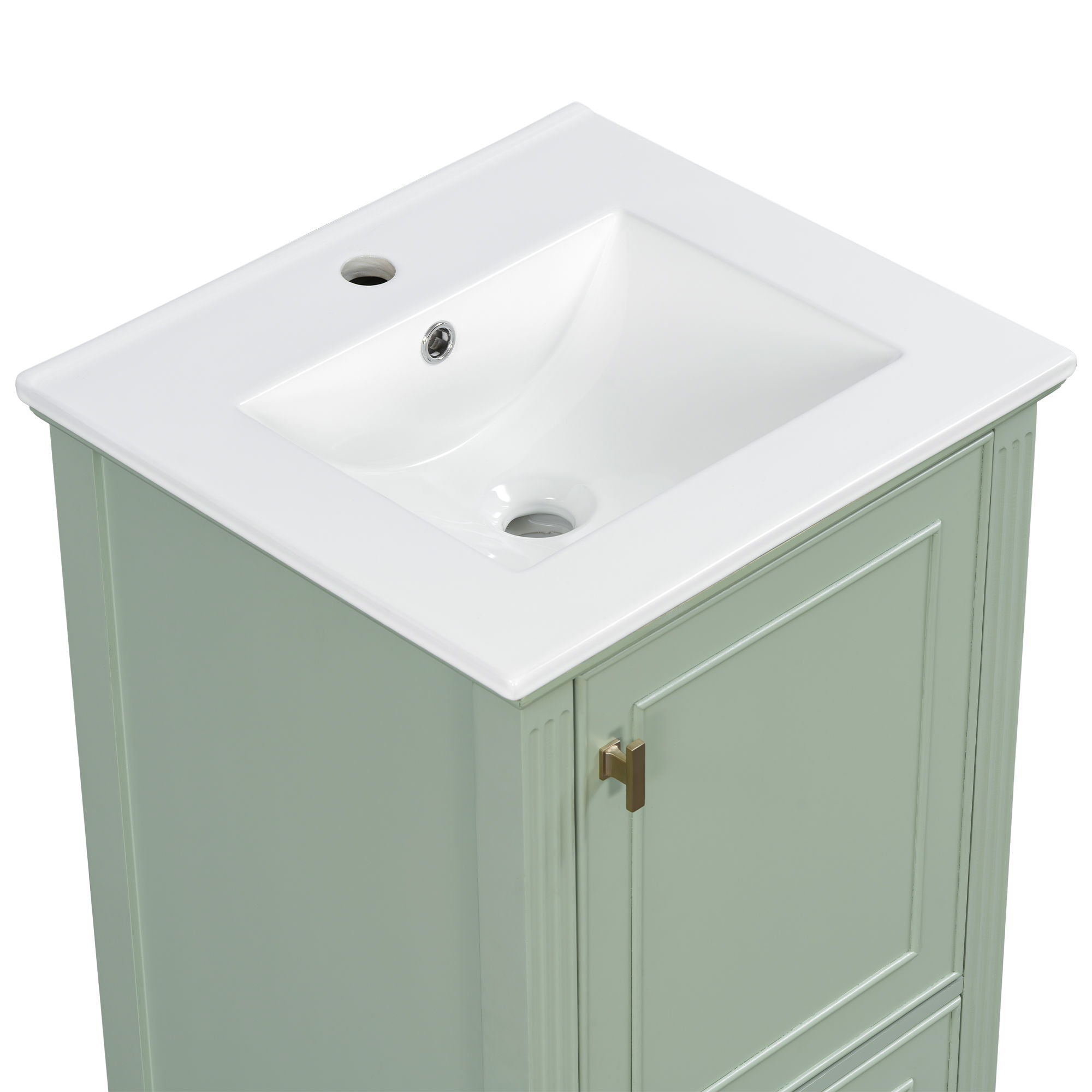 Bathroom Vanity & Sink, Freestanding Storage Cabinet, Soft Close Drawers & Doors - Green