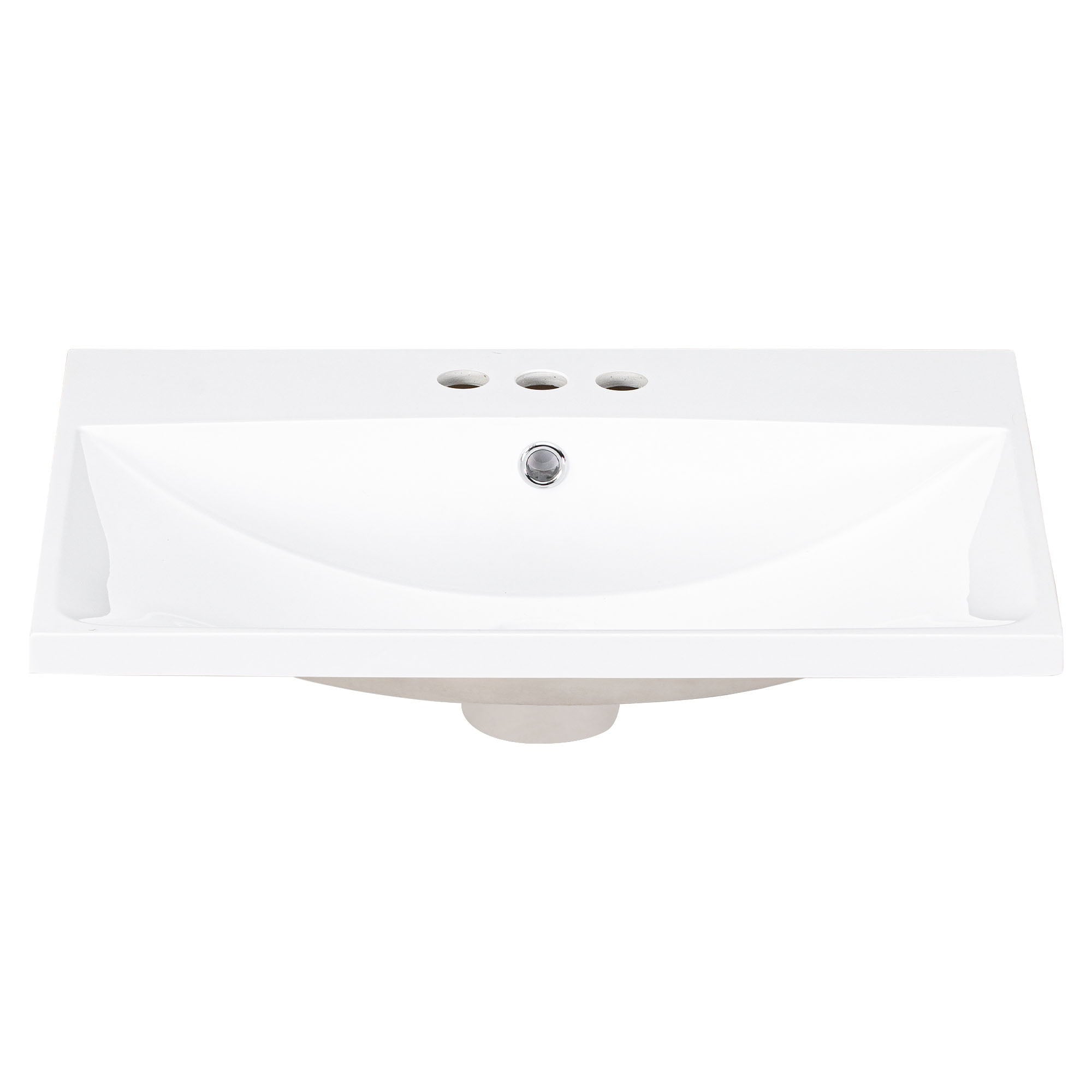 Bathroom Vanity Top, Rectangular Undermount Sink With 3 Faucet Holes, 4" Centerset Compatible - White