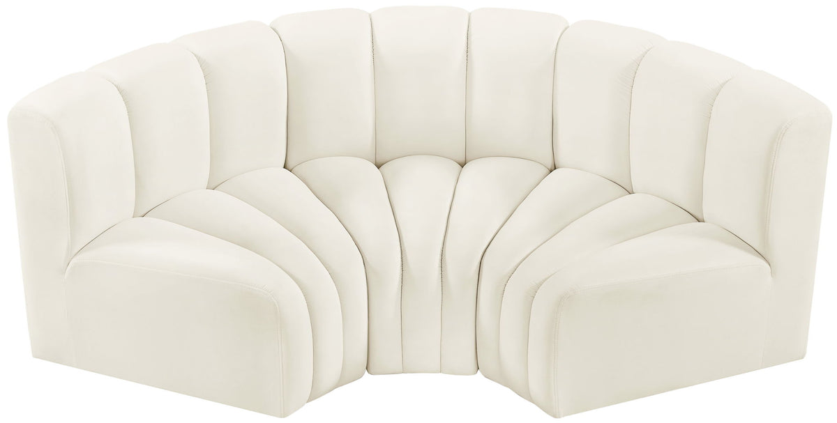 Arc - Velvet 3 Piece Modular U-Shaped Sofa