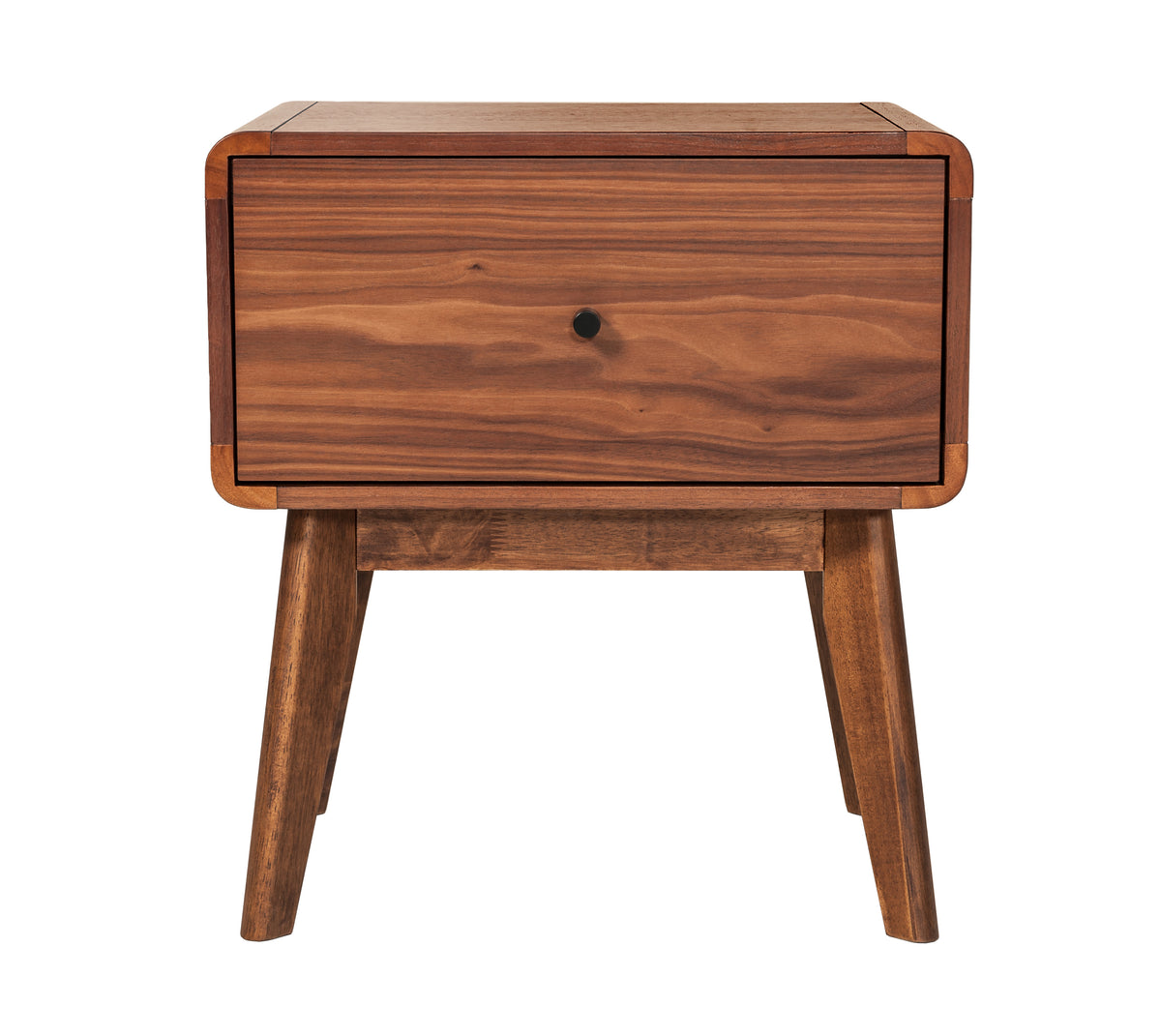 Carmen + Marshall Mid-Century Modern Walnut Bed + Nightstands Set