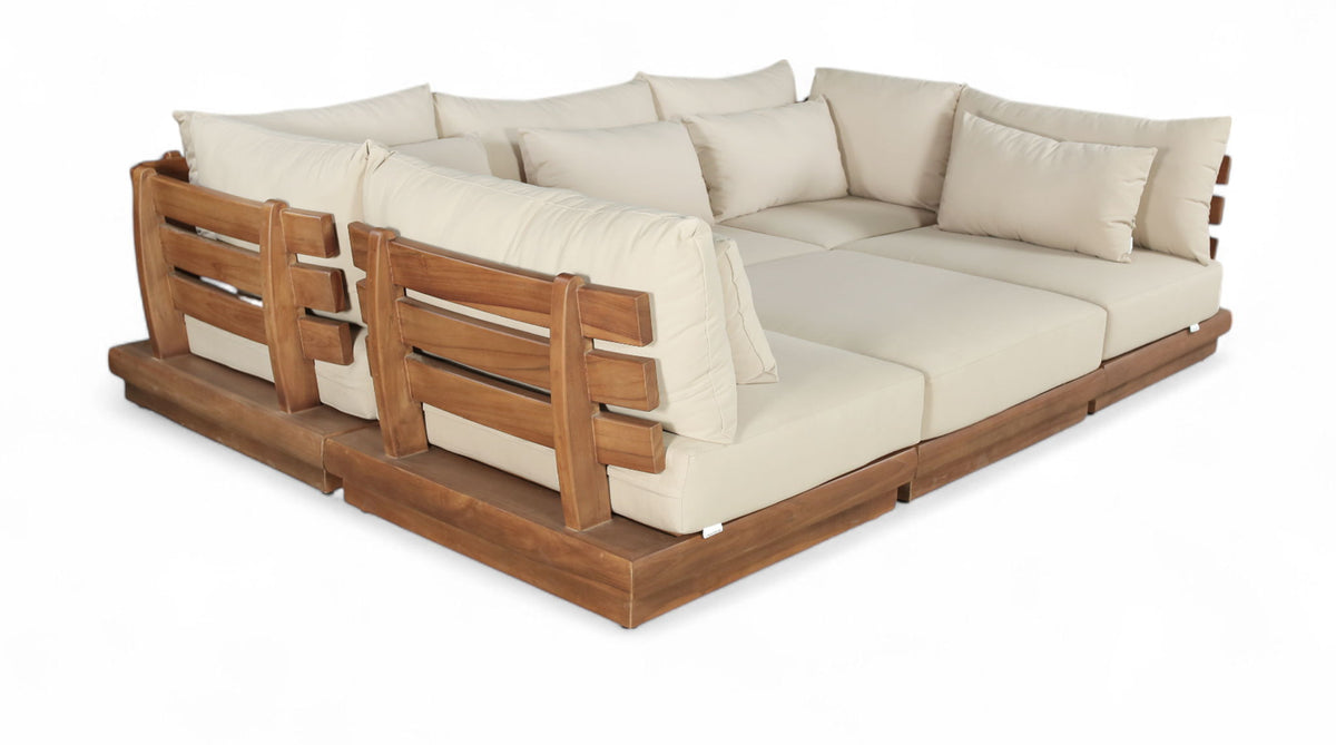 Mirella - 6 Piece Water Resistant Fabric Upholstered Outdoor Patio Modular Sectional