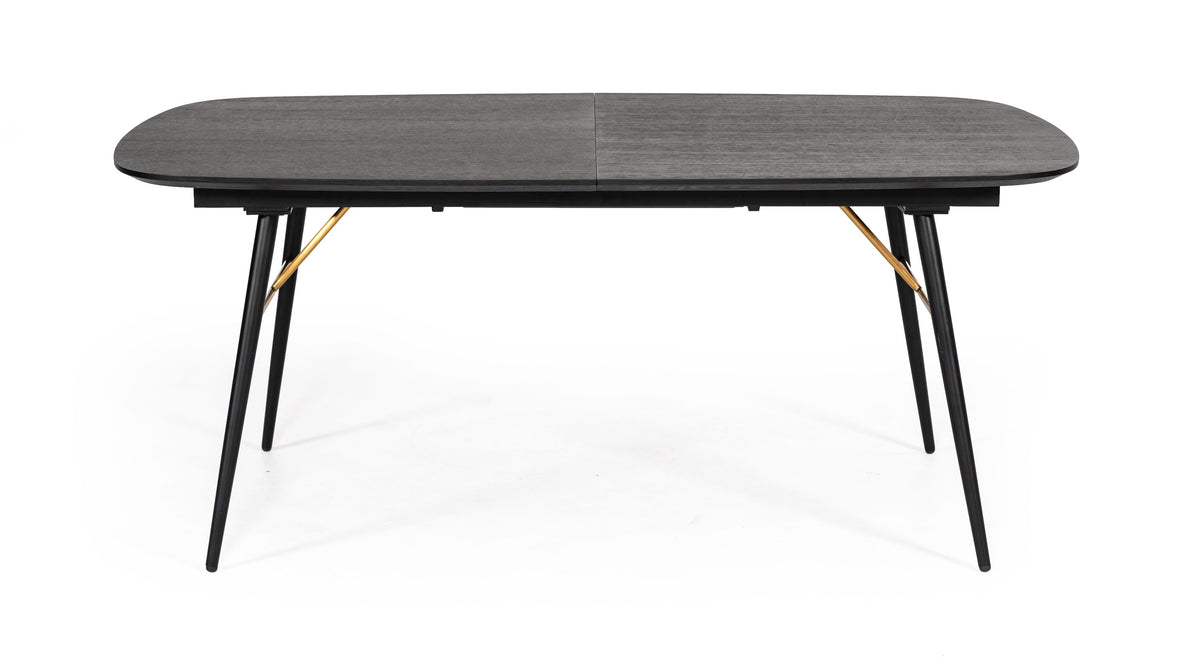 Billy Modern Black Oak & Gold Extendable Dining Table