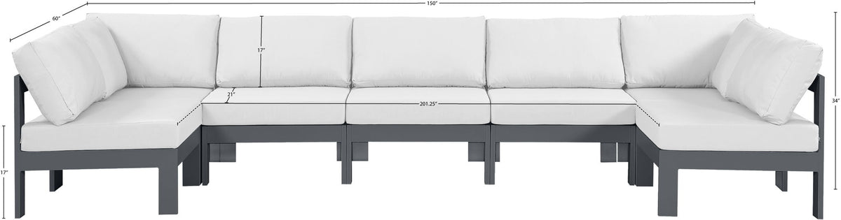 Nizuc - Outdoor Patio 7 Piece Modular Sectional With Gray Frame