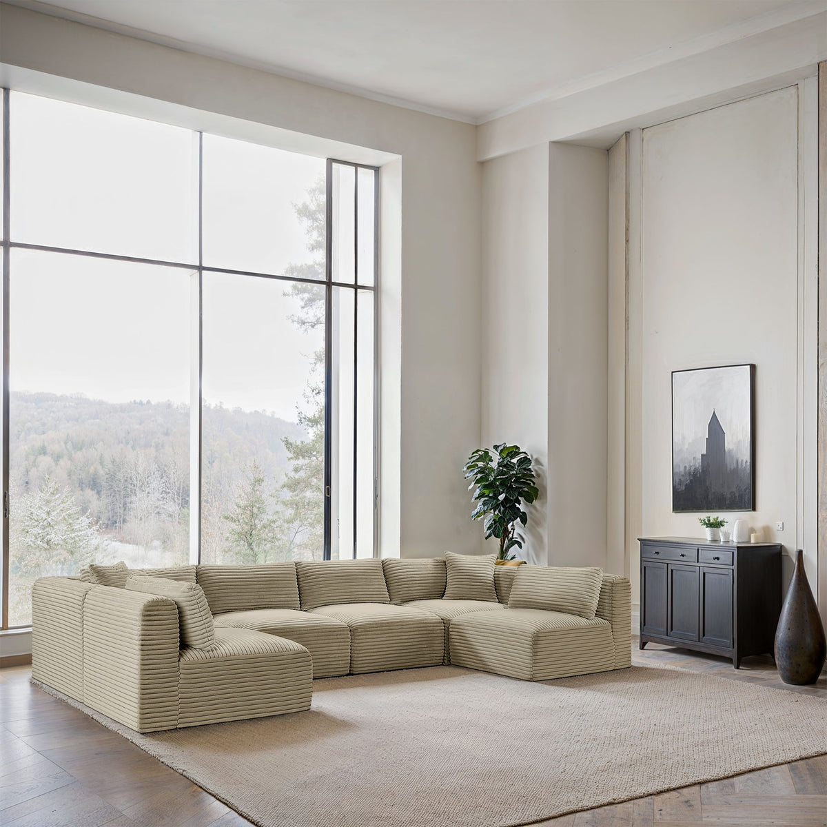 Shaggy - 6 Piece Modular U-Shaped Armless Sectional