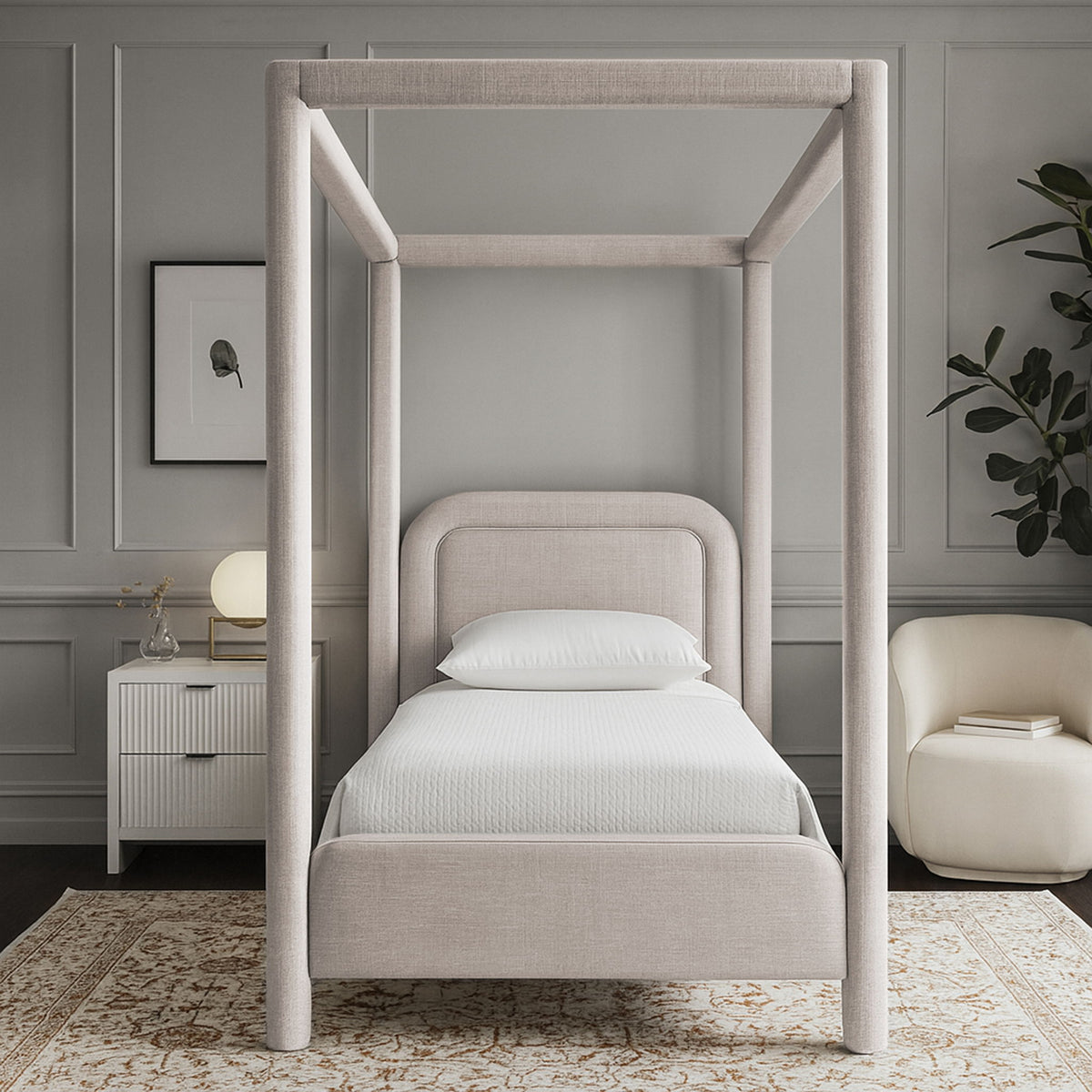 Salina - Linen Textured Fabric Upholstered Bed