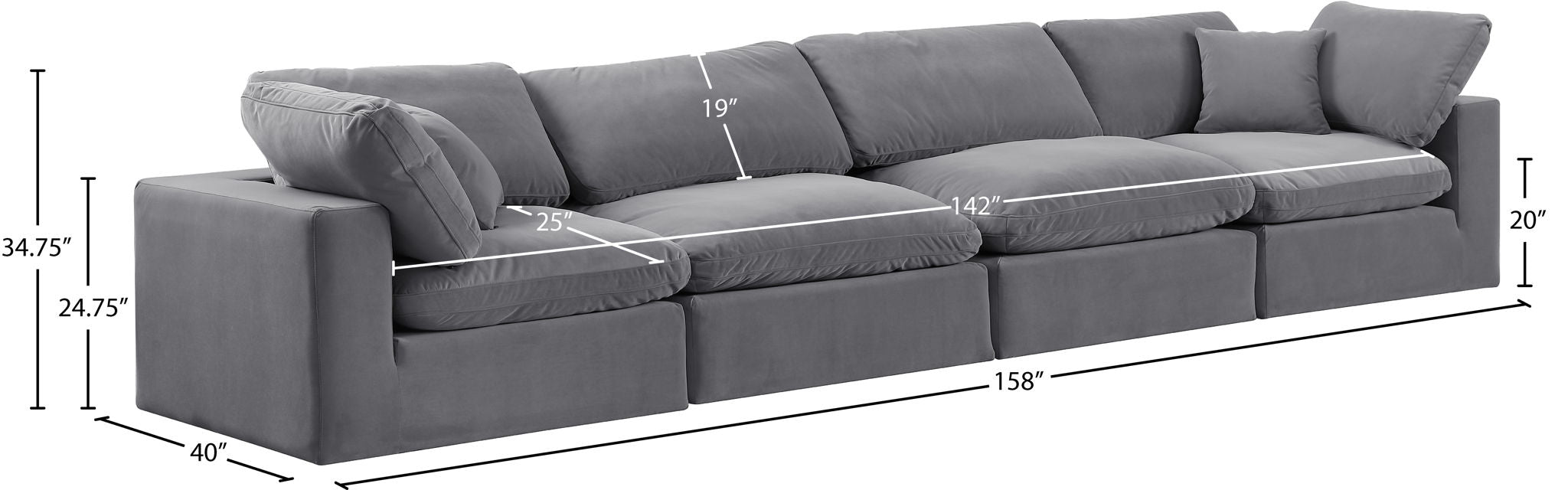 Comfy - Velvet Modular Sofa 4 Seats