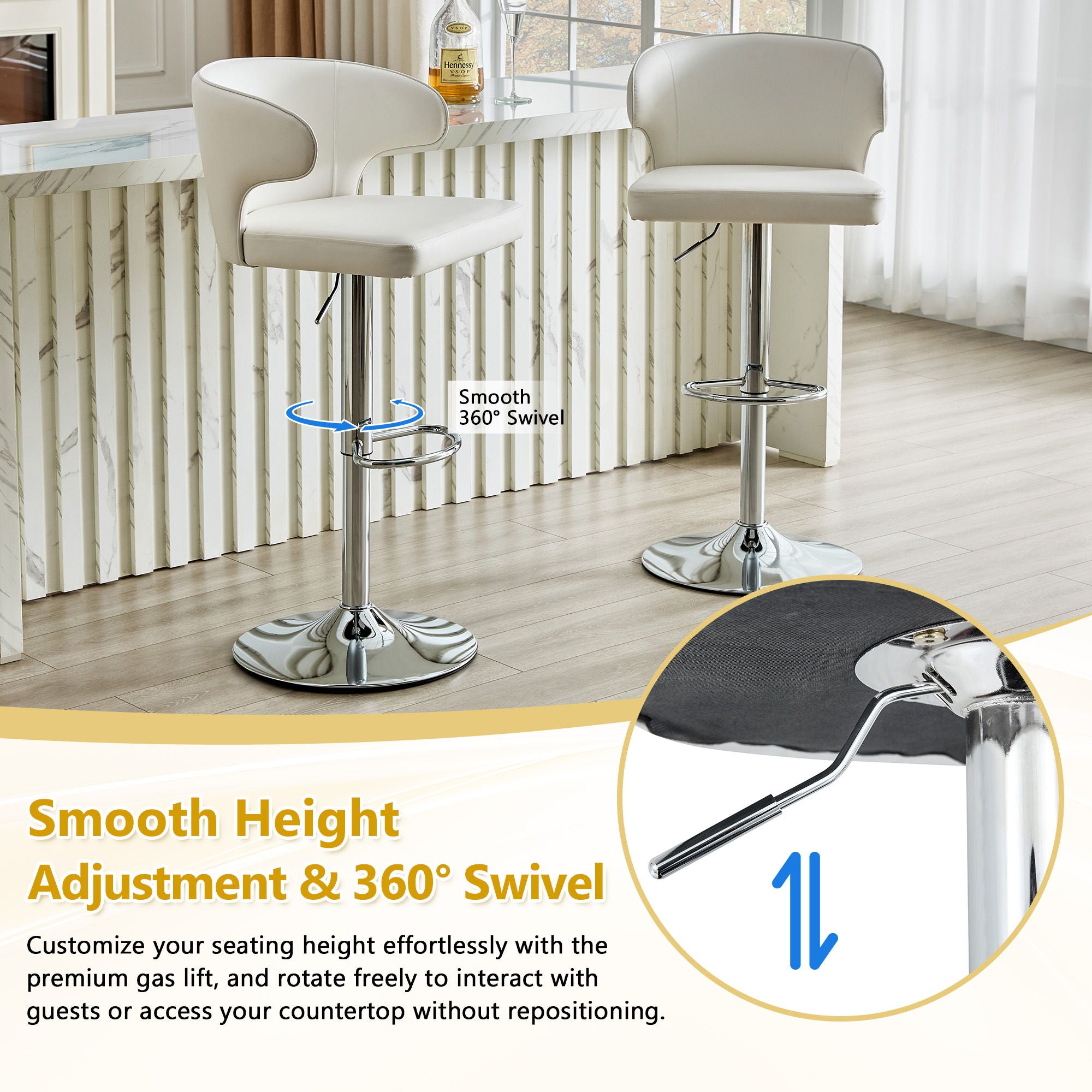 Adjustable Swivel Bar Chair With Ergonomic High Back Design