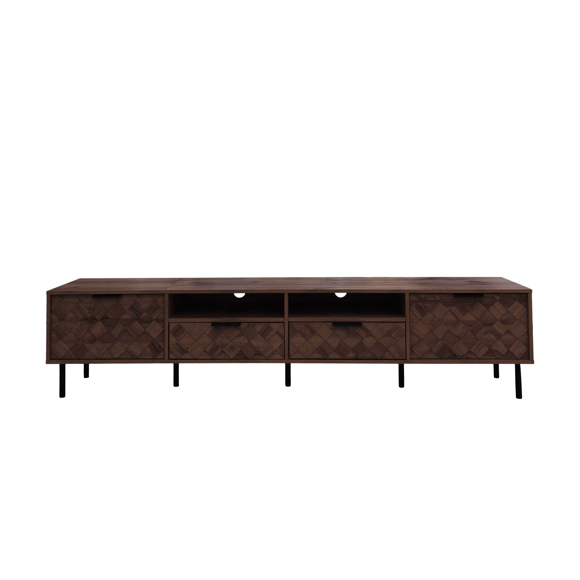 TV Stand For TVs Up To 85" With Closed Storage, Soft Closing Hinges, Living Room Entertainment Center - Walnut