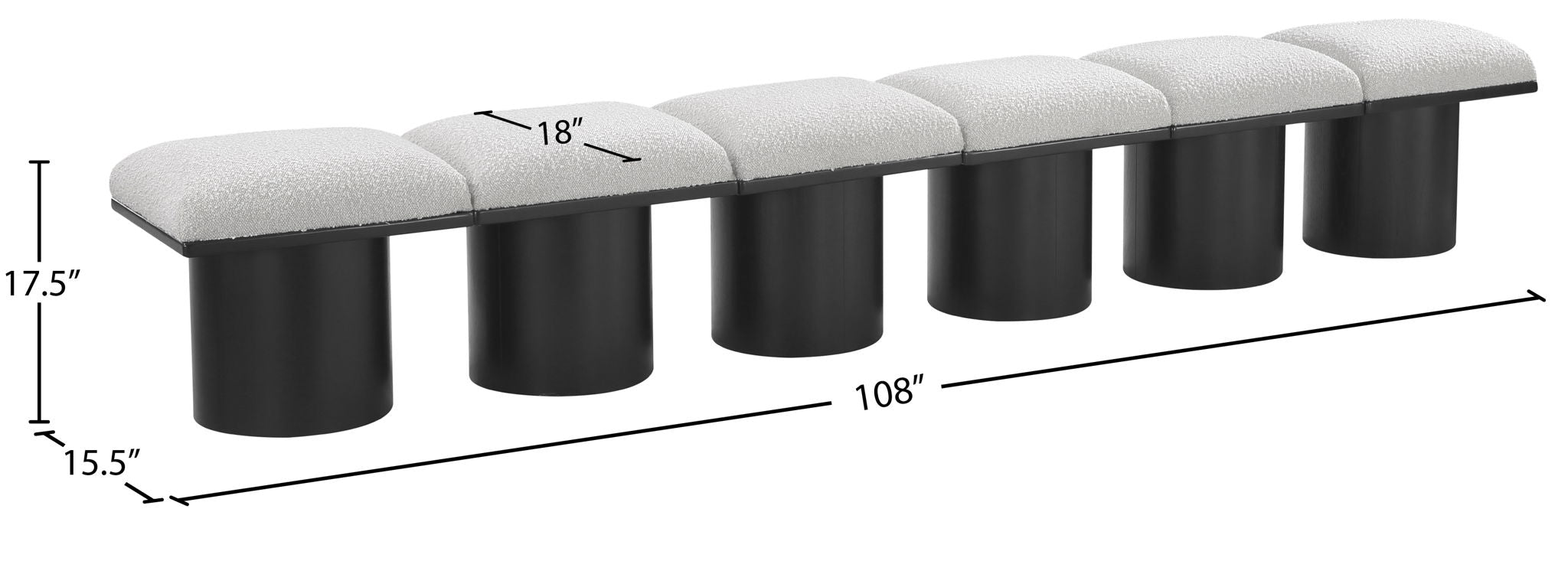 Pavilion - 6 Piece Modular Bench With Black Base