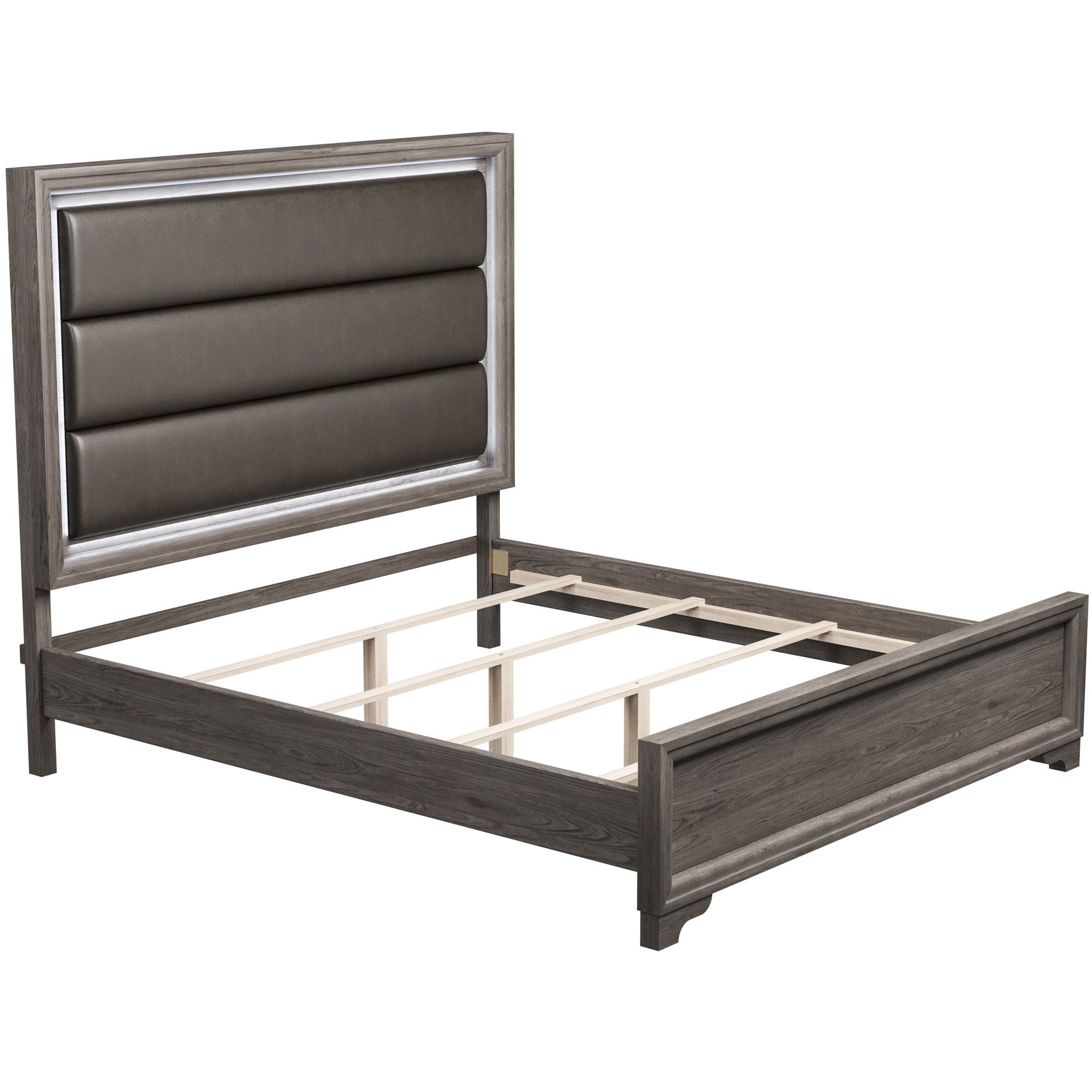 Bed With Horizontal Tufting Headboard