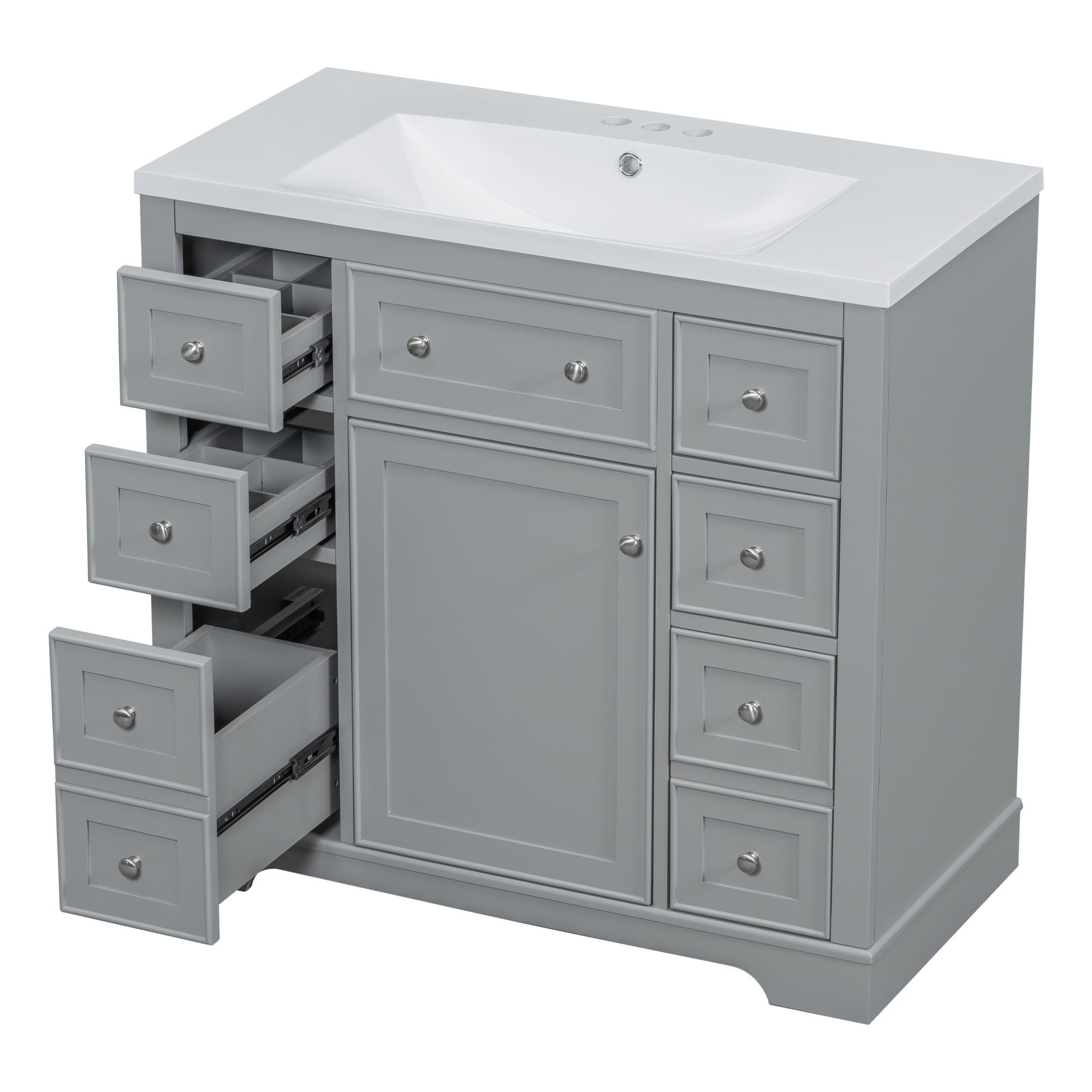 Modern Bathroom Vanity With Sink Combo, 6 Drawers And 1 Cabinet