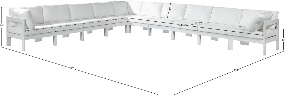 Nizuc - Outdoor Patio 10 Piece Modular Sectional With White Frame