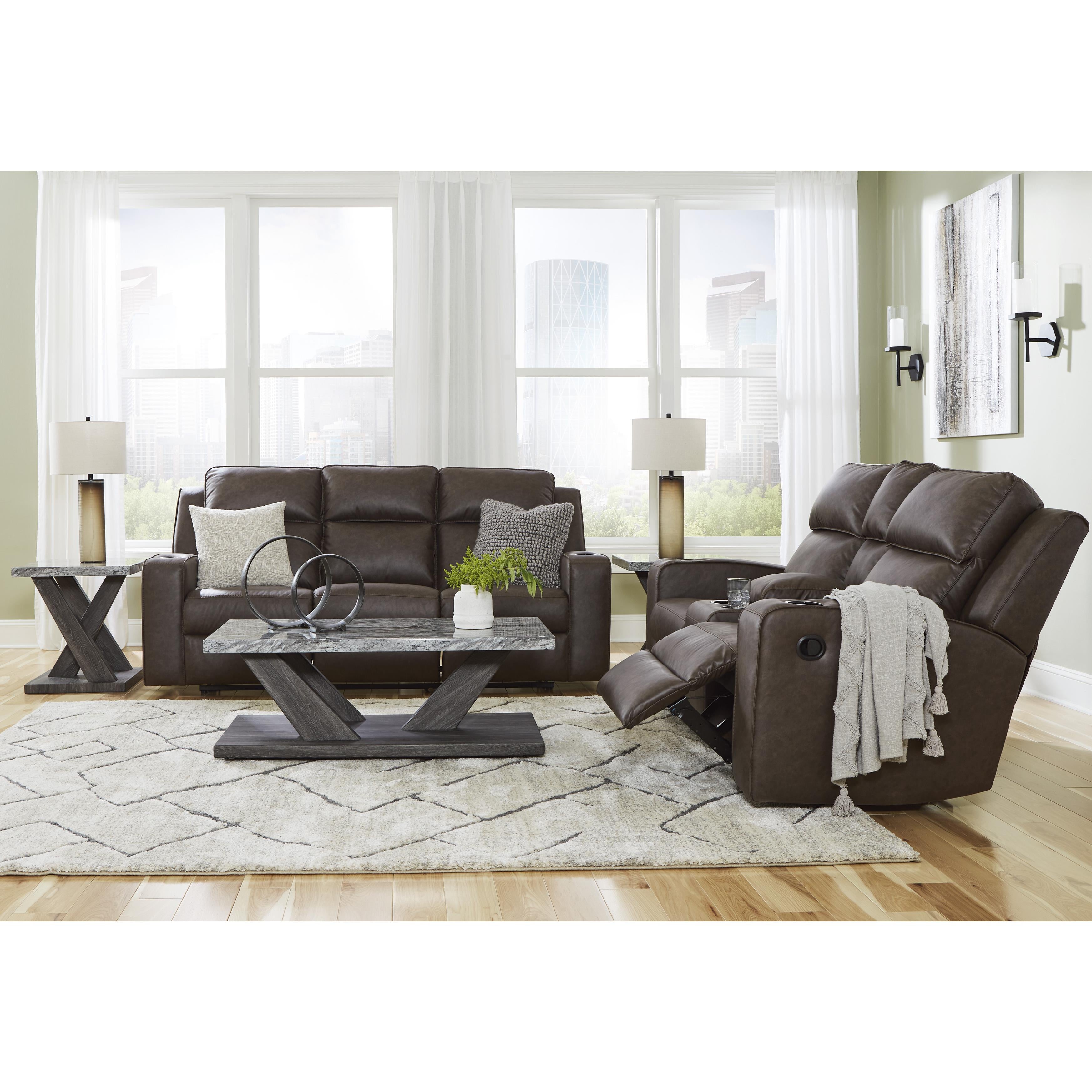 Signature Design by Ashley Lavenhorne Reclining Leather Look Loveseat with Console 6330694 IMAGE 14
