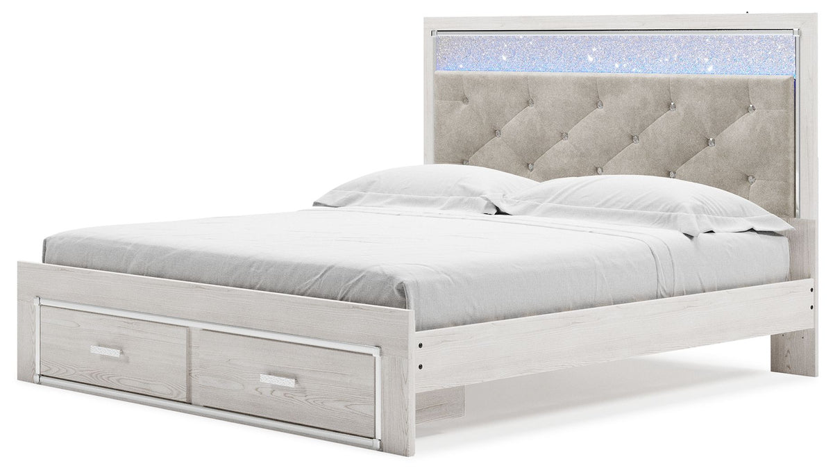 Altyra - King Upholstered Storage Bed - White