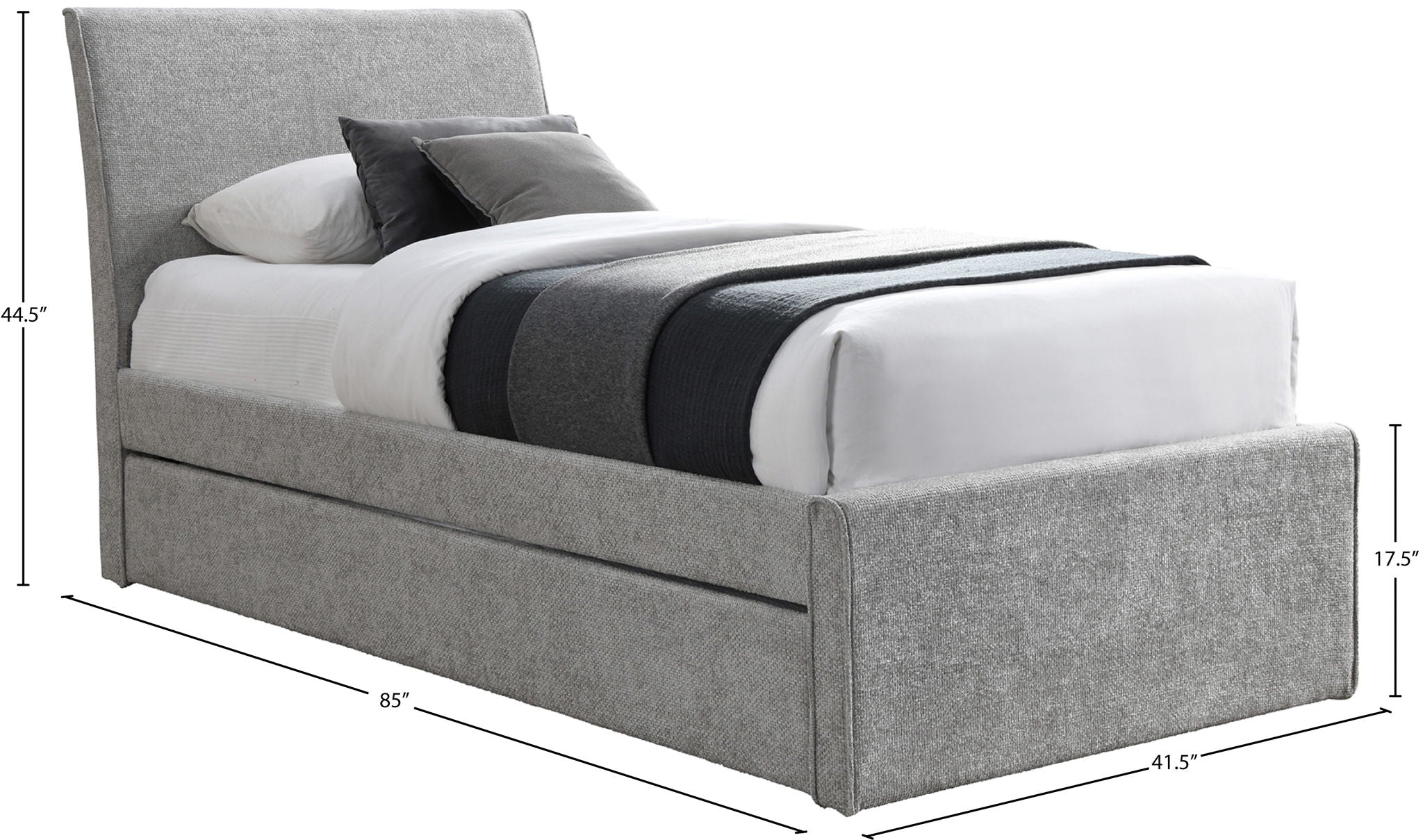 Myles - Chenille Twin Trundle Bed