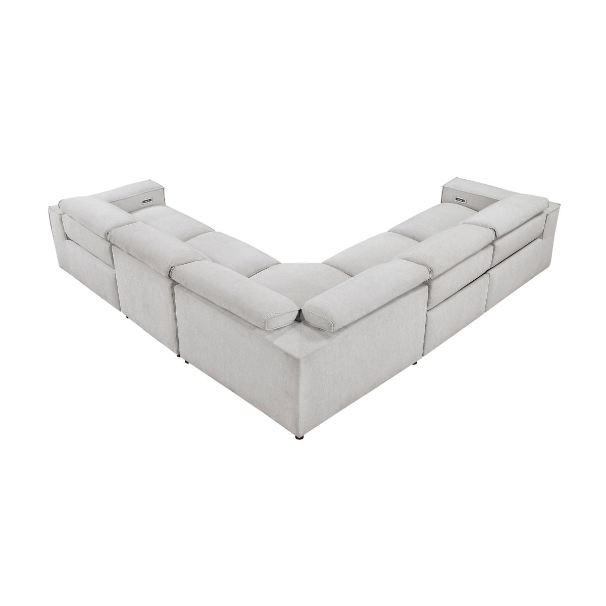 Phoebe - 5-Piece Modular Power Reclining Sectional With Power Headrests - Gray
