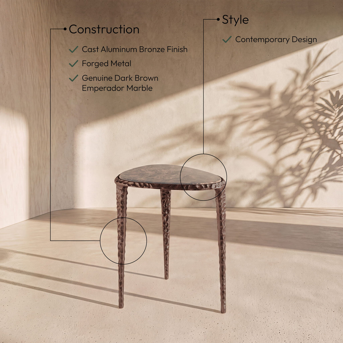 Gild - Aluminum Base And Genuine Marble Top Table