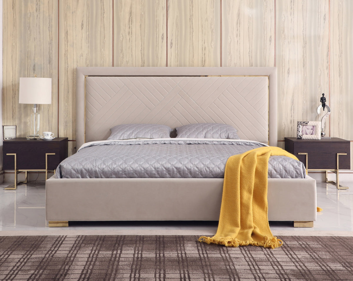 Corrico - Modern Off White and Champagne Gold Bedroom Set