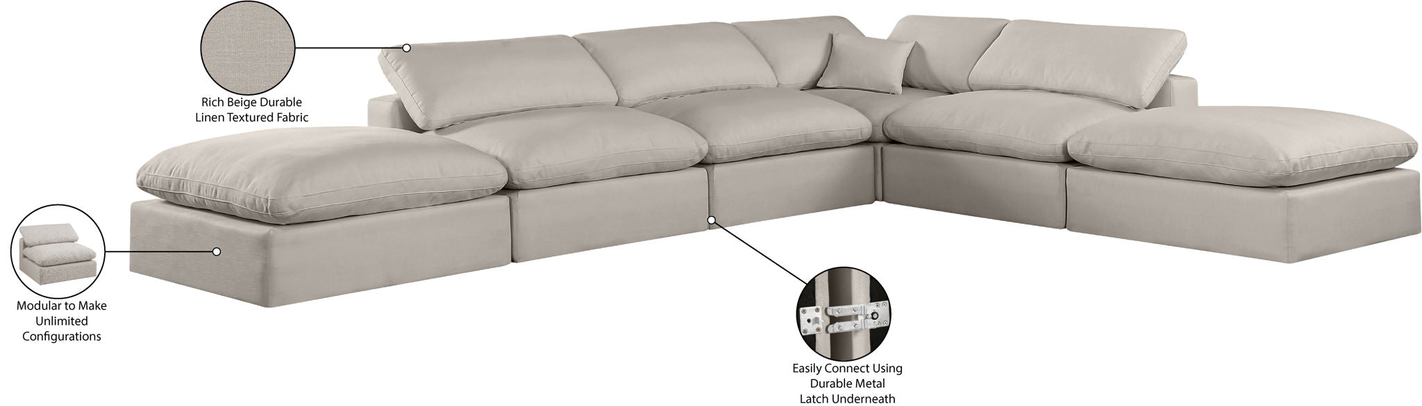 Comfy - 6 Piece Linen Modular Sectional