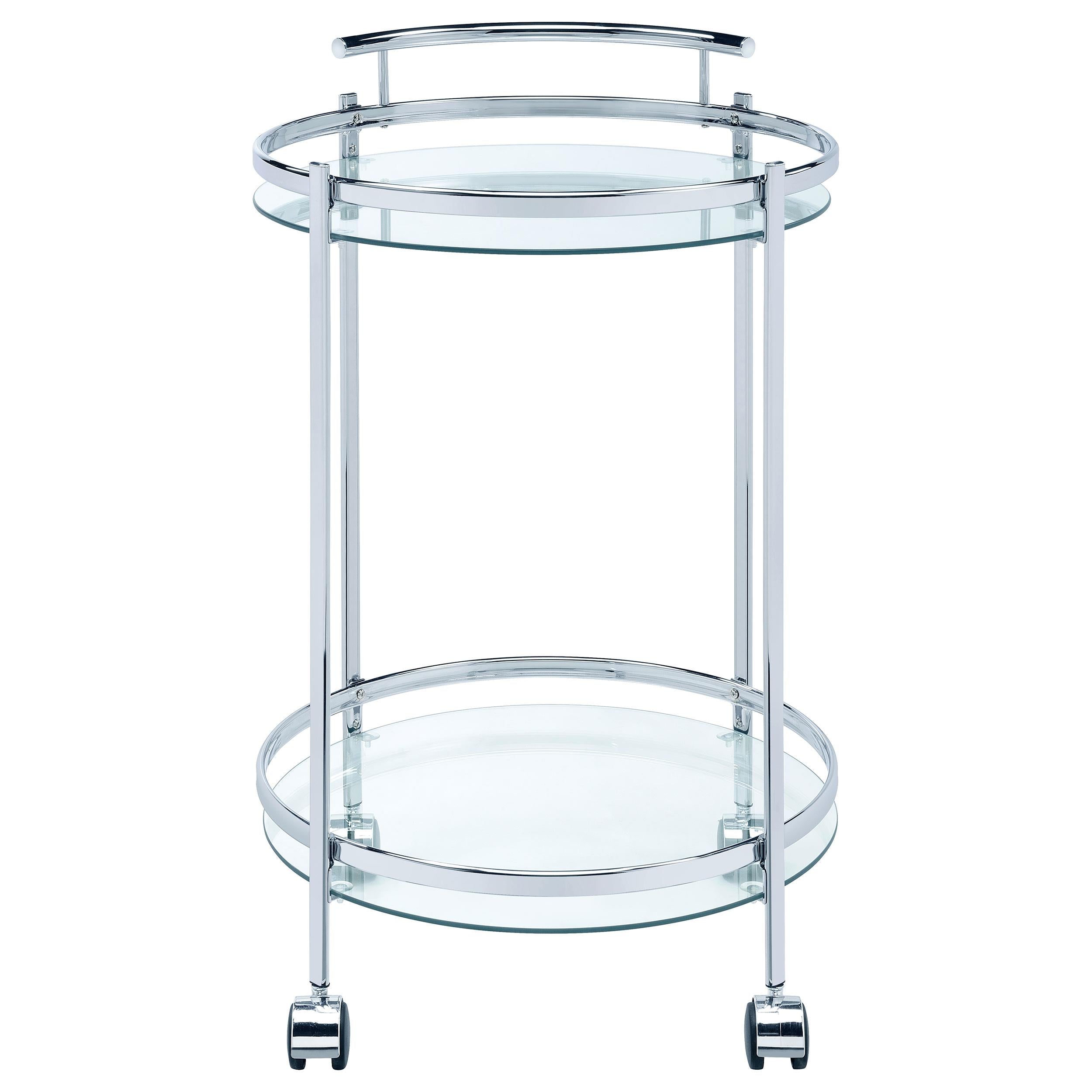 Coaster Furniture Chrissy 181367 Round Glass Bar Cart - Chrome IMAGE 2