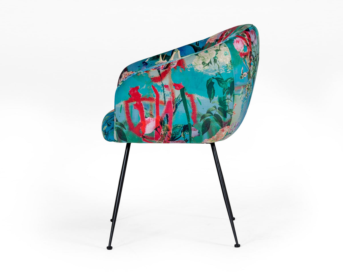 Roxann - Contemporary Floral Velvet Dining Chair