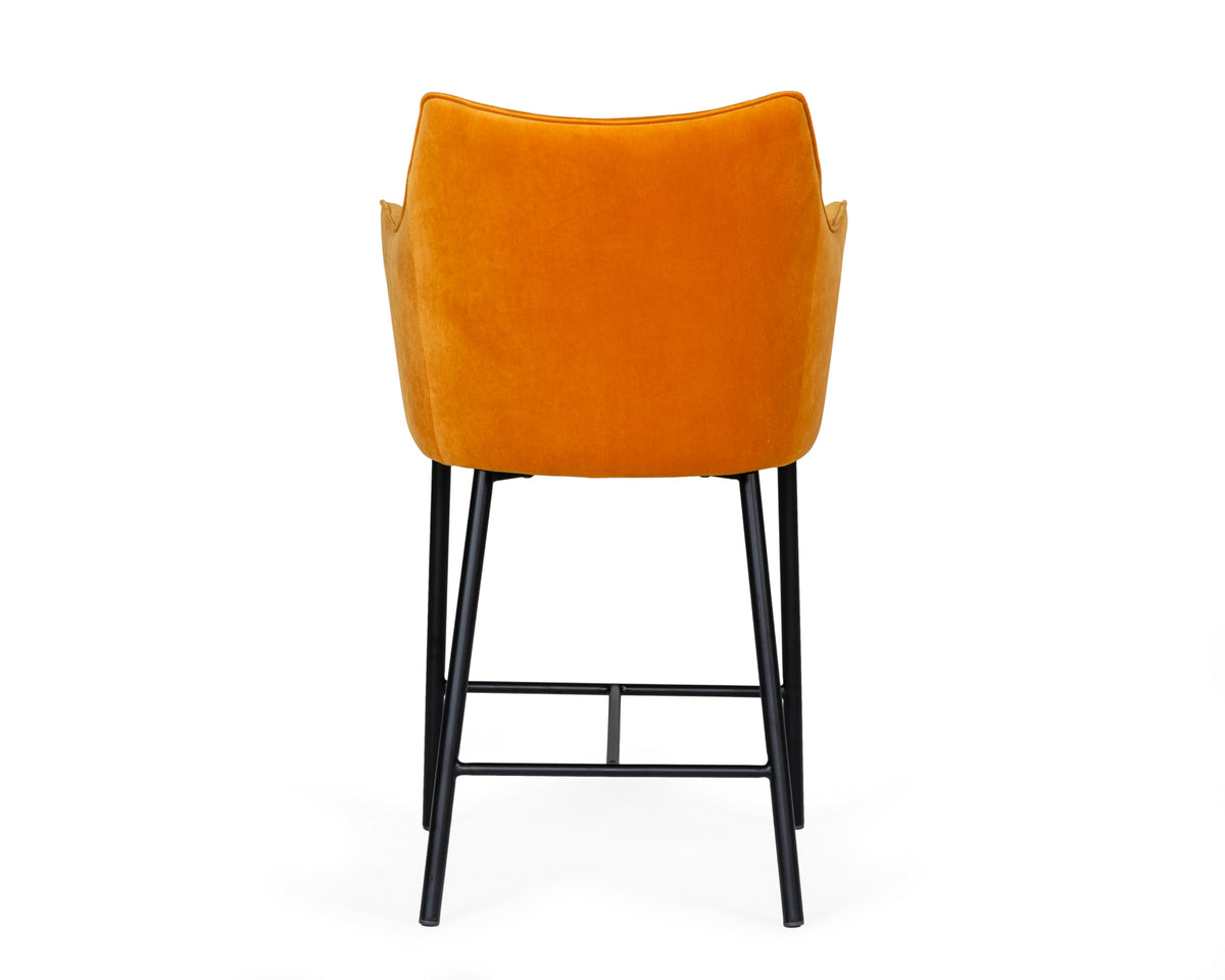 Exodus - Modern Orange Velvet Counter Stool