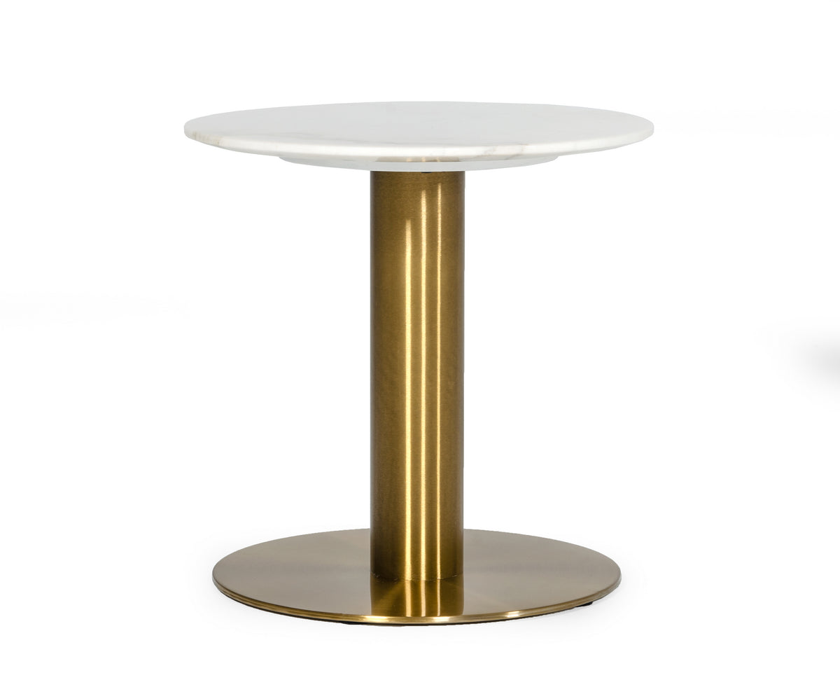 Fairway - Glam White Marble and Brushed Gold End Table